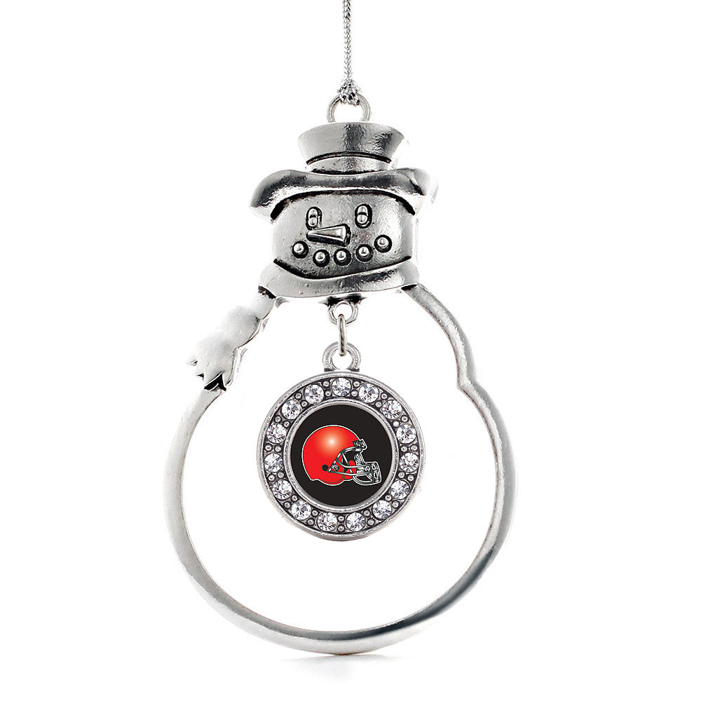 Black and Red Team Helmet Circle Charm Christmas / Holiday Ornament