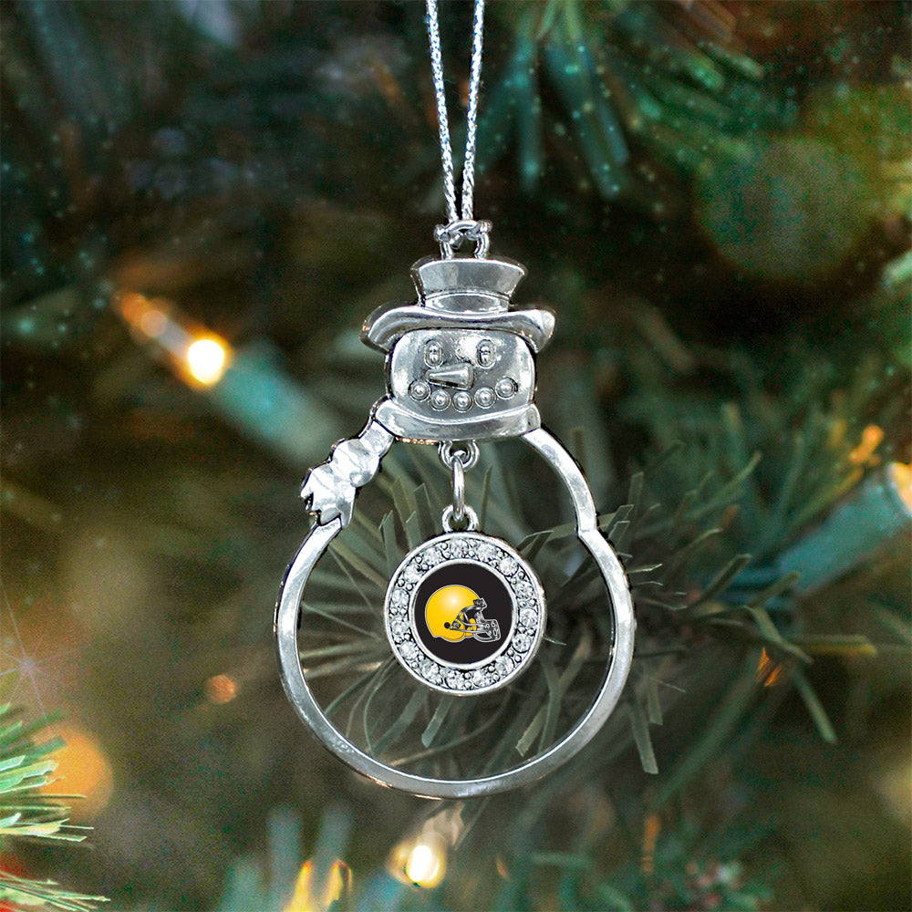 Black and Yellow Team Helmet Circle Charm Christmas / Holiday Ornament