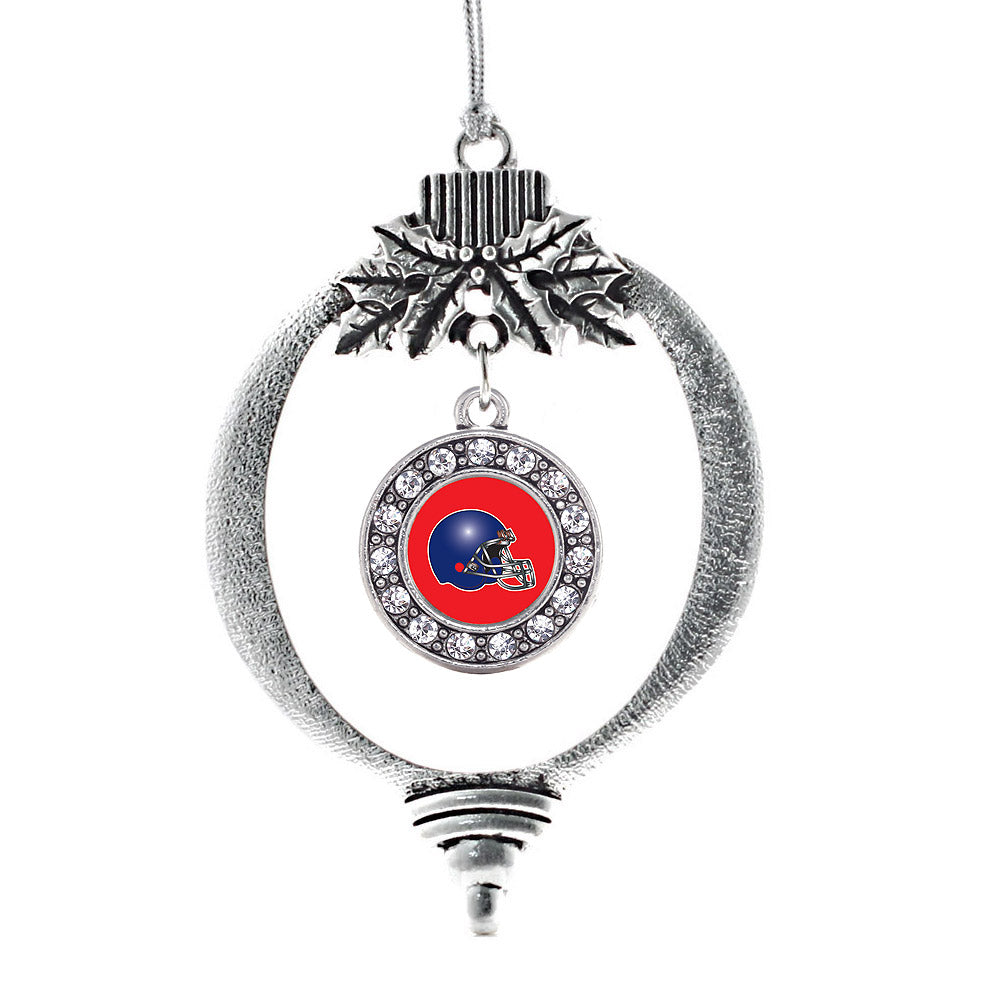 Red and Blue Team Helmet Circle Charm Christmas / Holiday Ornament