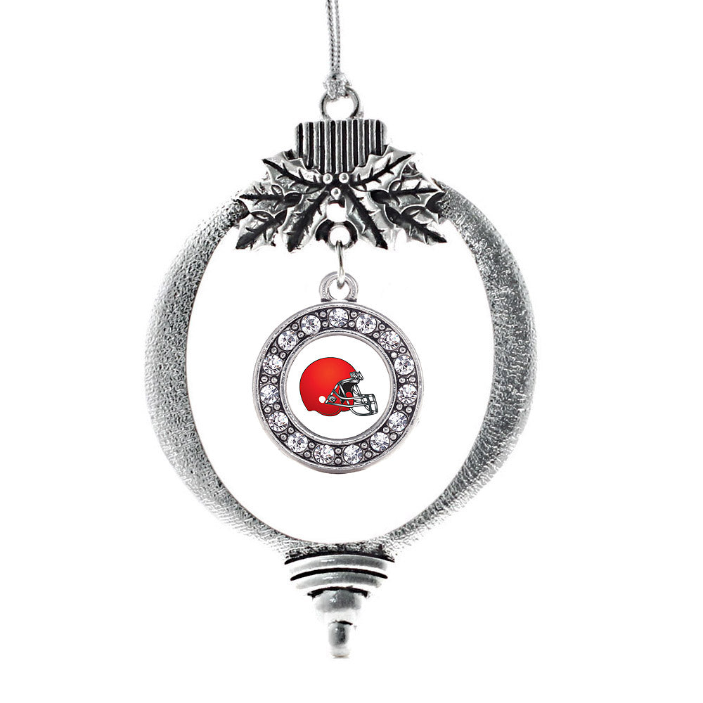 Red and White Team Helmet Circle Charm Christmas / Holiday Ornament