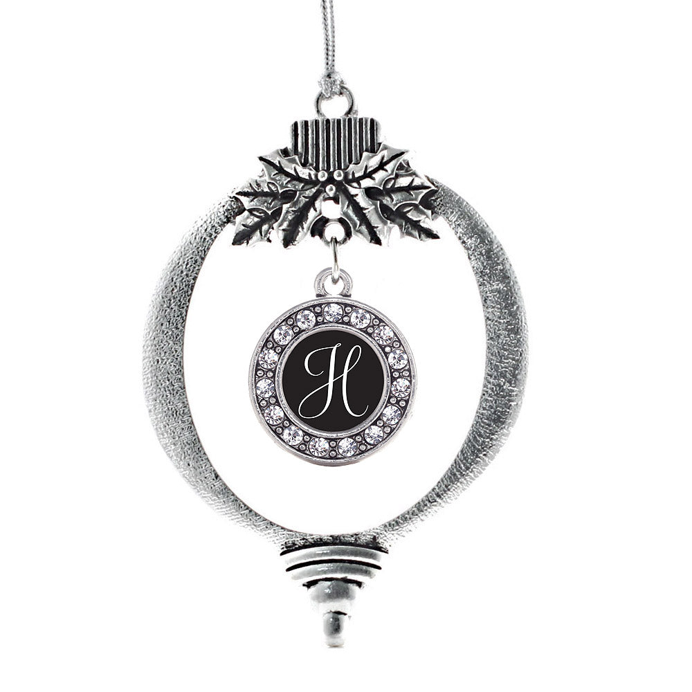 My Script Initials - Letter H Circle Charm Christmas / Holiday Ornament