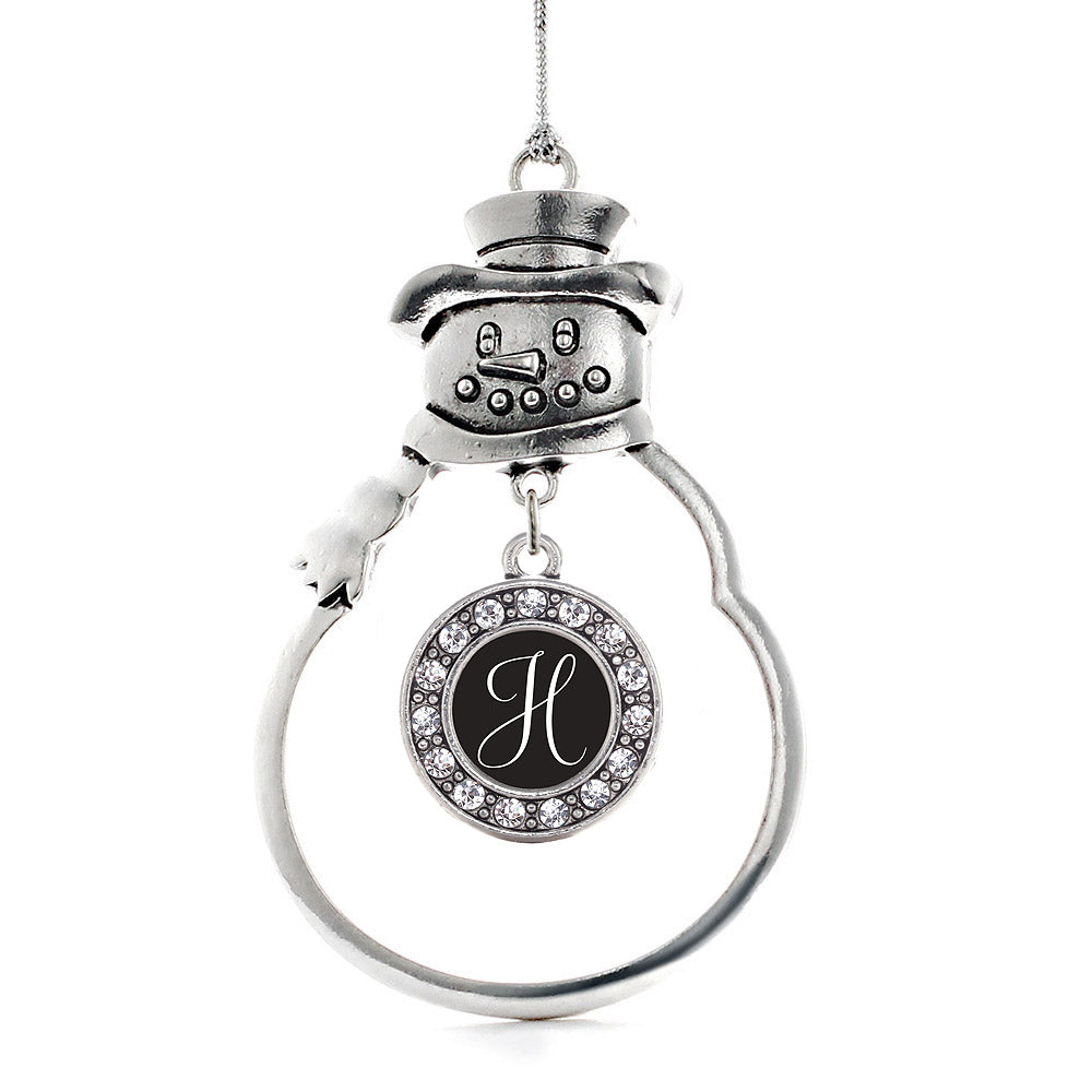 My Script Initials - Letter H Circle Charm Christmas / Holiday Ornament