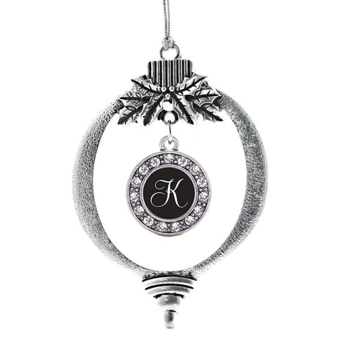 My Script Initials - Letter K Circle Charm Christmas / Holiday Ornament