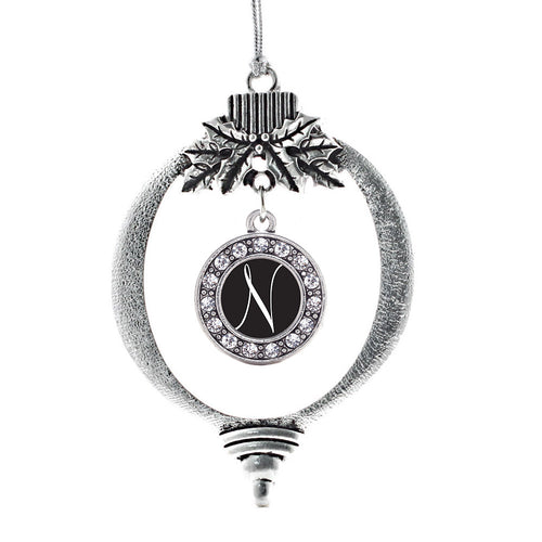 My Script Initials - Letter N Circle Charm Christmas / Holiday Ornament