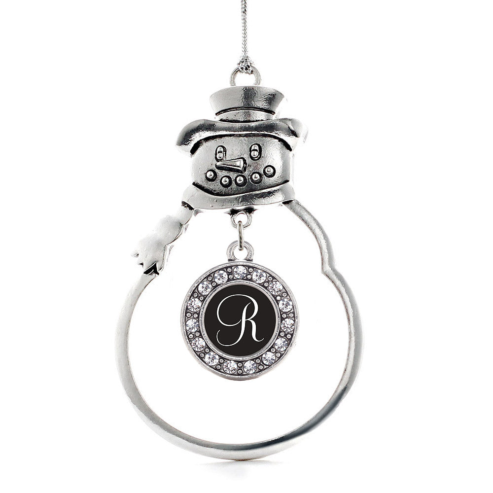 My Script Initials - Letter R Circle Charm Christmas / Holiday Ornament