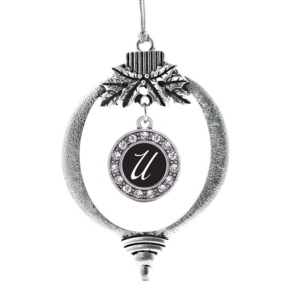 My Script Initials - Letter U Circle Charm Christmas / Holiday Ornament