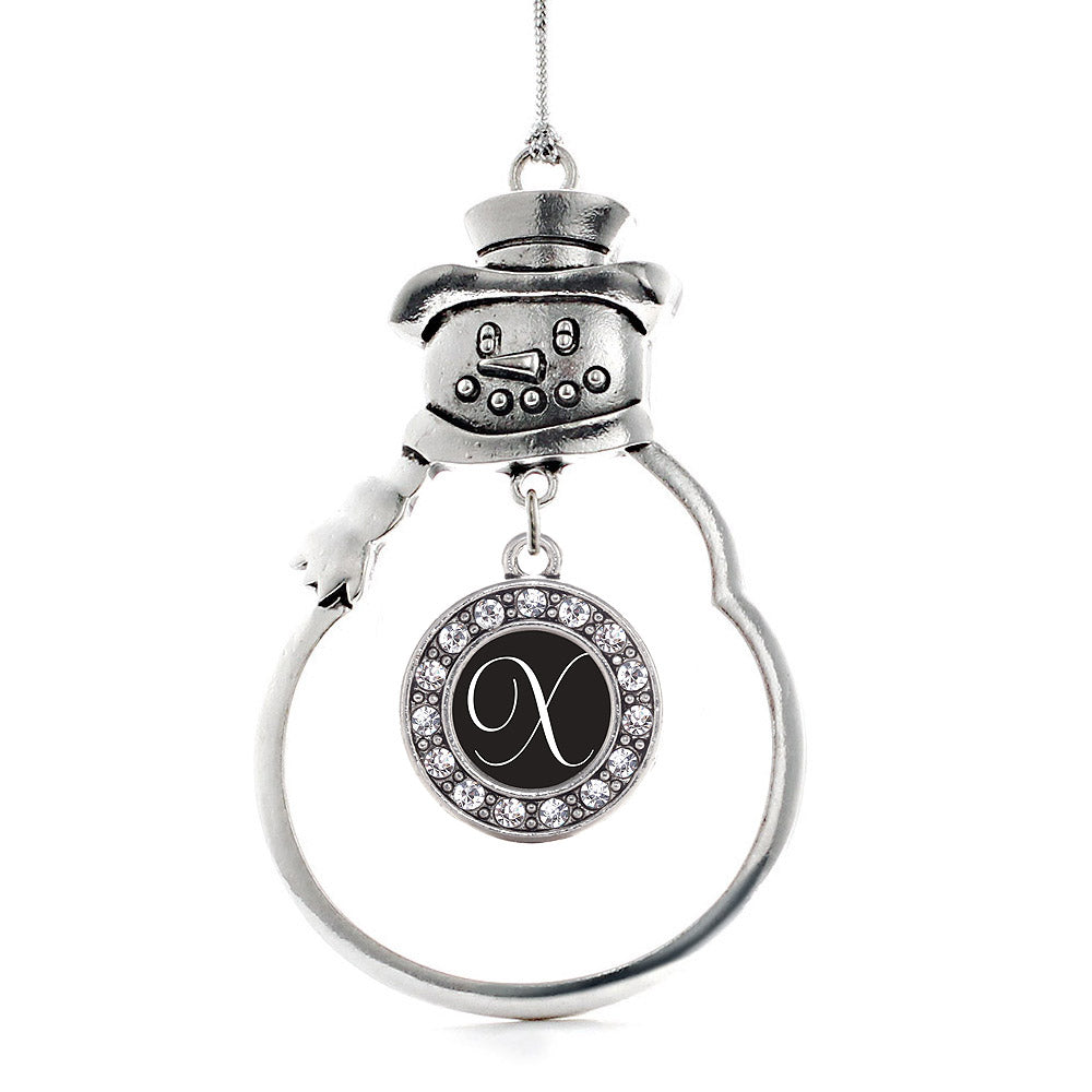 My Script Initials - Letter X Circle Charm Christmas / Holiday Ornament