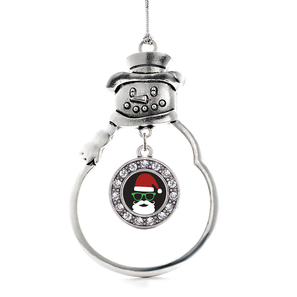 Hipster Santa Circle Charm Christmas / Holiday Ornament