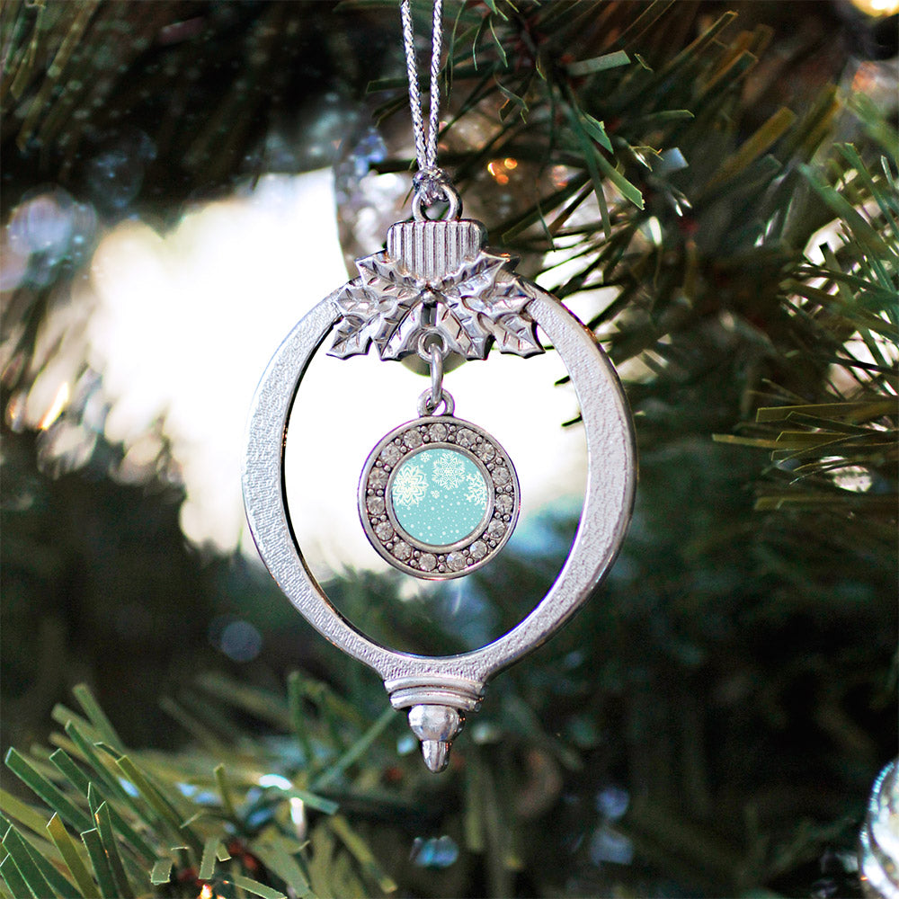 Falling Snowflakes Circle Charm Christmas / Holiday Ornament
