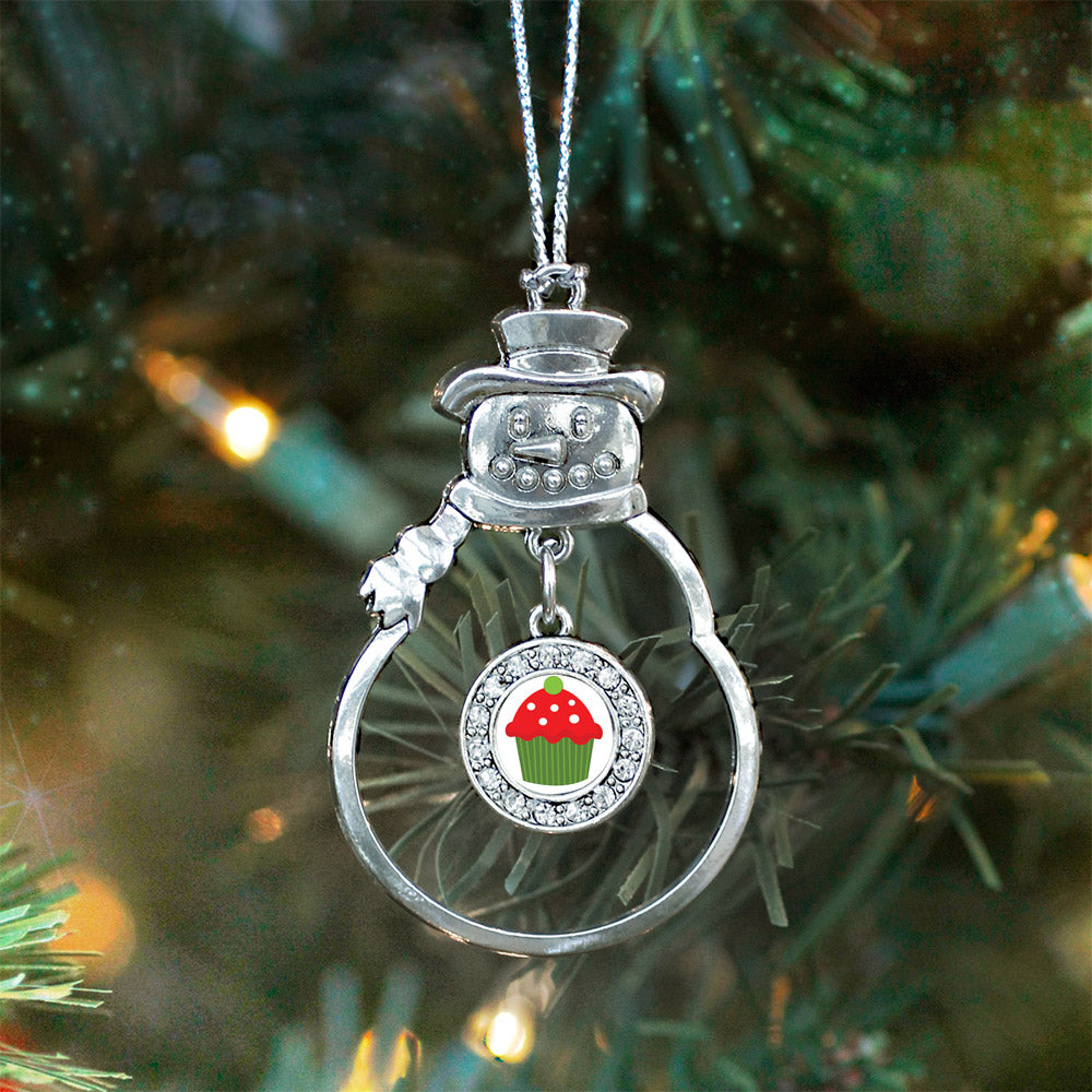 Holiday Cupcake Circle Charm Christmas / Holiday Ornament