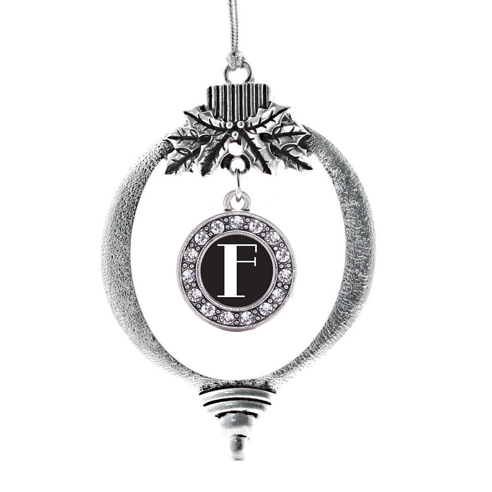 My Vintage Initials - Letter F Circle Charm Christmas / Holiday Ornament
