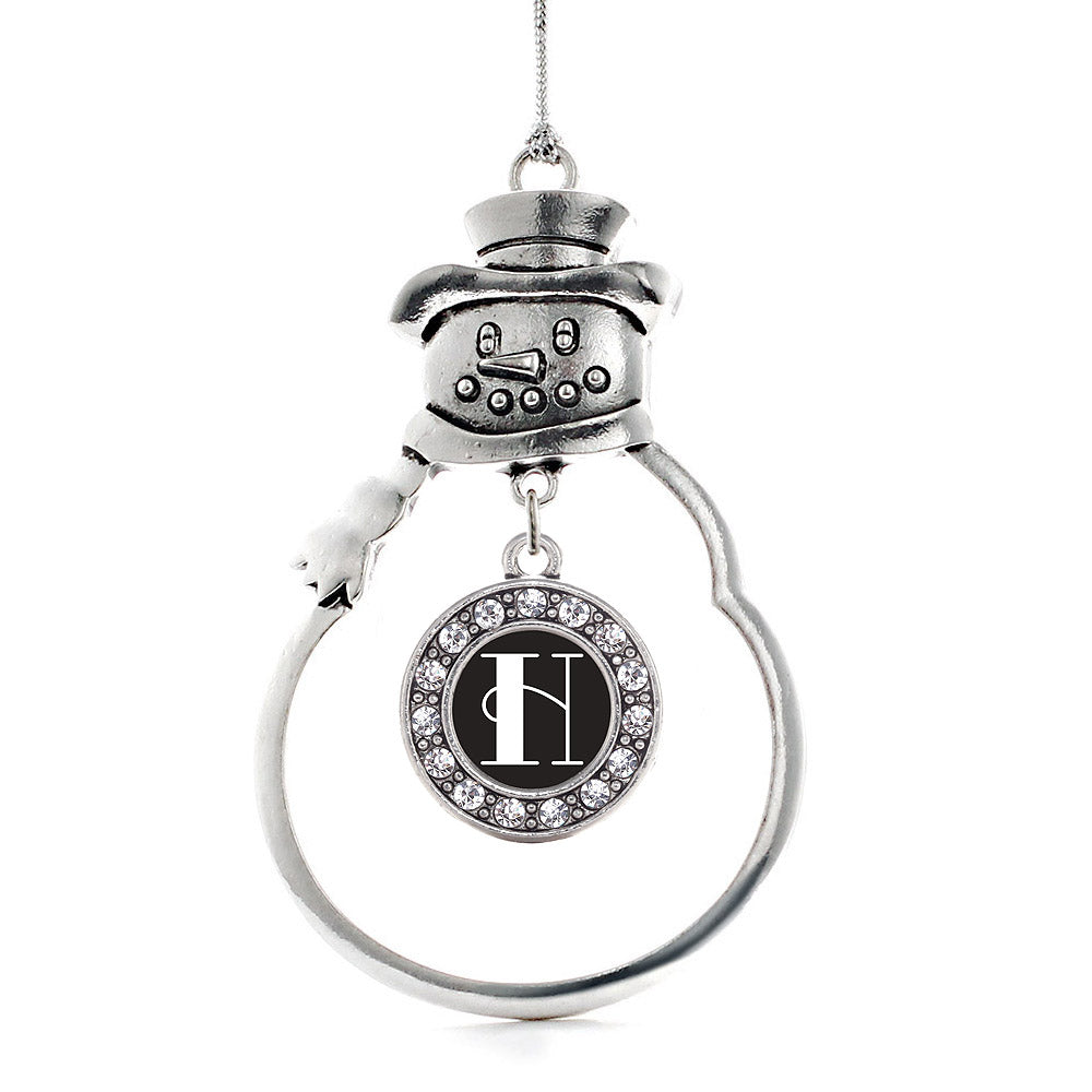 My Vintage Initials - Letter H Circle Charm Christmas / Holiday Ornament