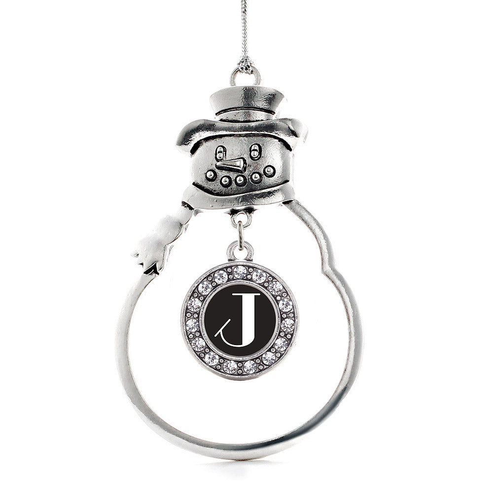 My Vintage Initials - Letter J Circle Charm Christmas / Holiday Ornament