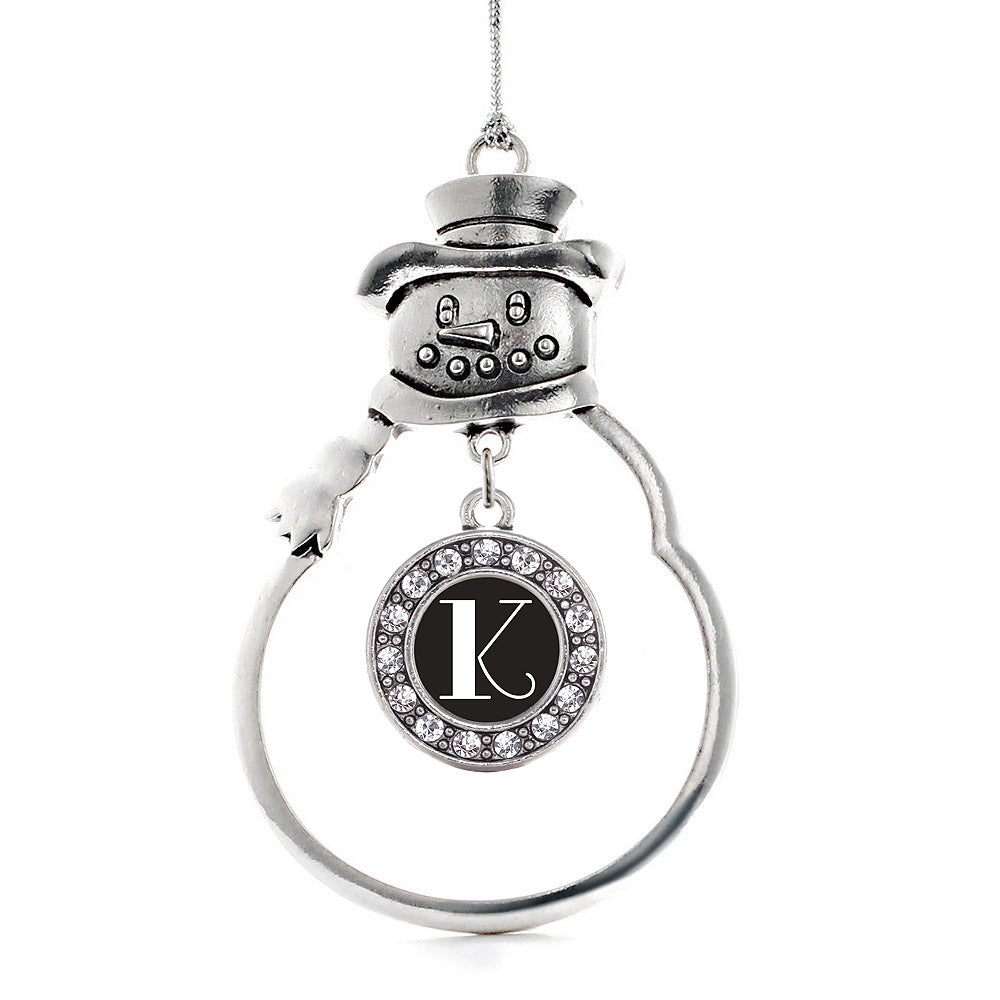 My Vintage Initials - Letter K Circle Charm Christmas / Holiday Ornament