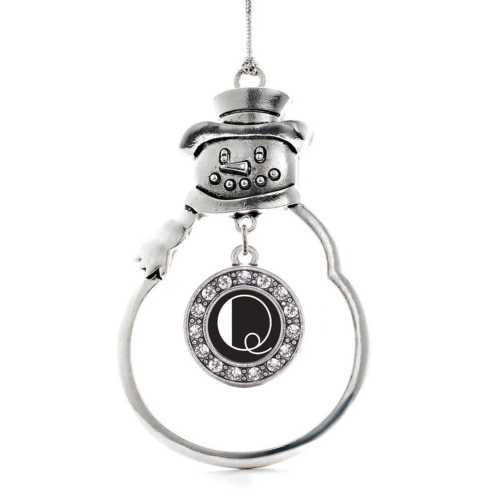 My Vintage Initials - Letter Q Circle Charm Christmas / Holiday Ornament
