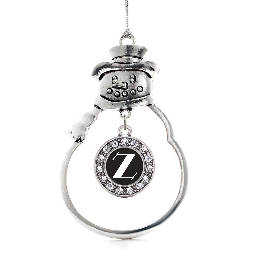My Vintage Initials - Letter Z Circle Charm Christmas / Holiday Ornament