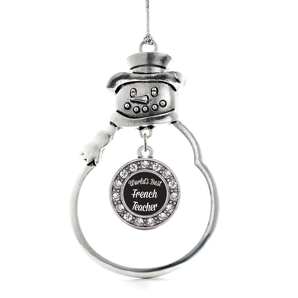 World's Best French Teacher Circle Charm Christmas / Holiday Ornament