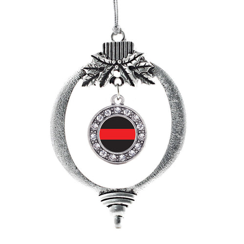 Thin Red Line Fire Department Support Circle Charm Christmas / Holiday Ornament