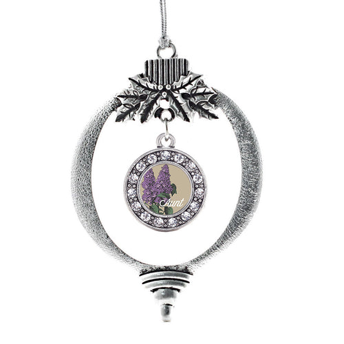 Aunt Lilac Flower Circle Charm Christmas / Holiday Ornament