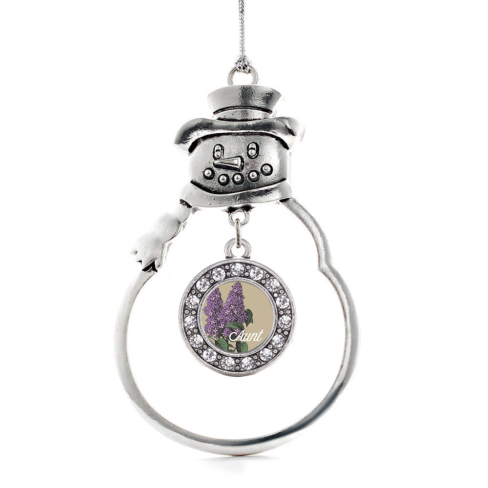 Aunt Lilac Flower Circle Charm Christmas / Holiday Ornament