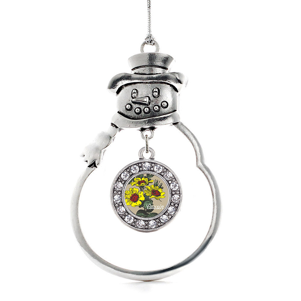 Cousin Coreopsis Flower Circle Charm Christmas / Holiday Ornament