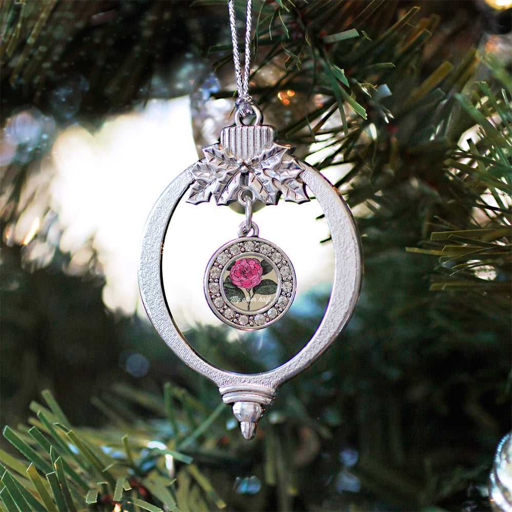 My Other Half Camellia Flower Circle Charm Christmas / Holiday Ornament