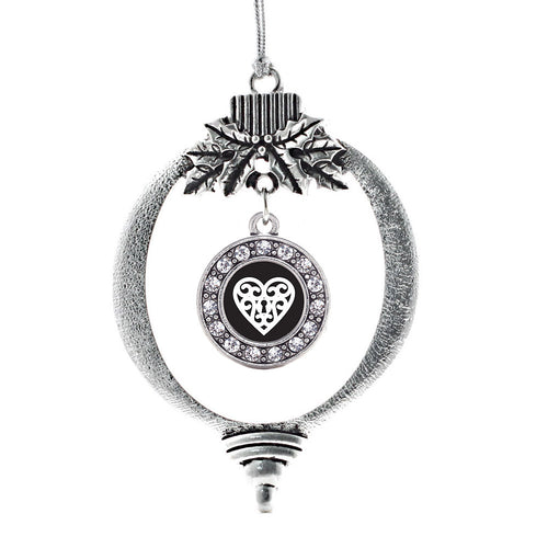 Heart Shaped Lock Circle Charm Christmas / Holiday Ornament