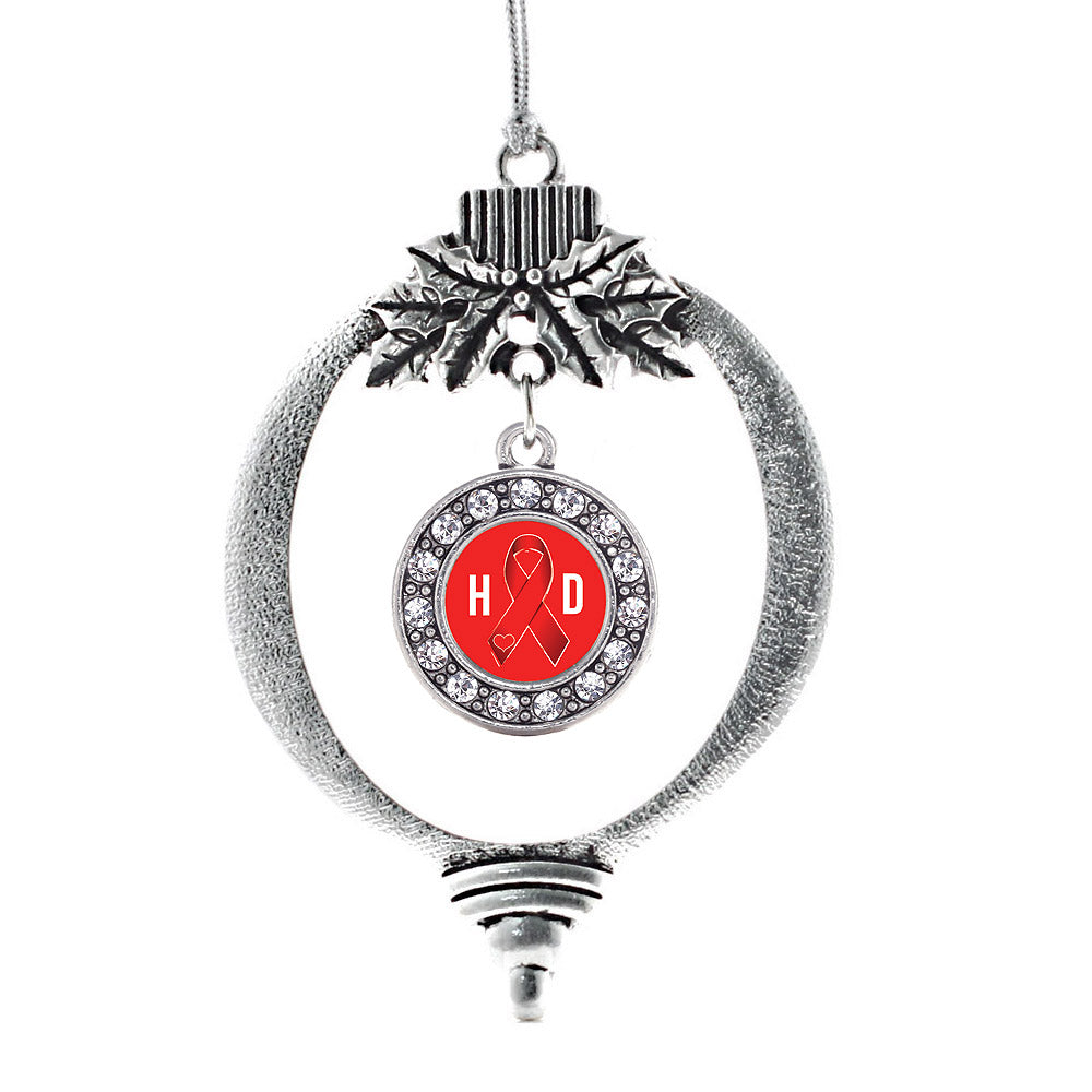 Heart Disease Awareness Ribbon Circle Charm Christmas / Holiday Ornament