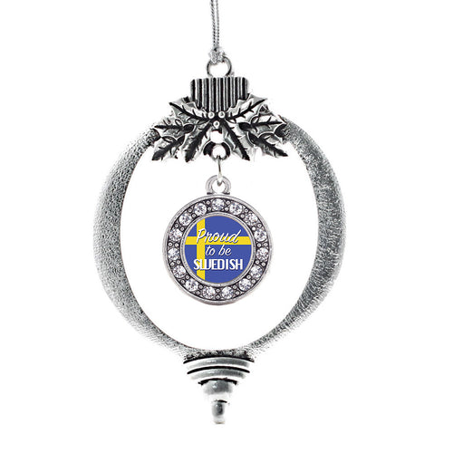 Proud to be Swedish Circle Charm Christmas / Holiday Ornament