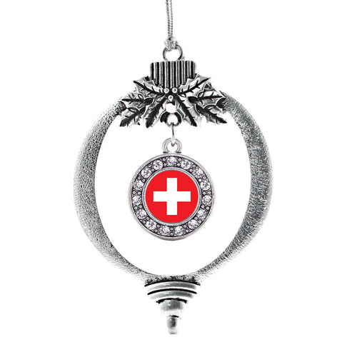 Switzerland Flag Circle Charm Christmas / Holiday Ornament