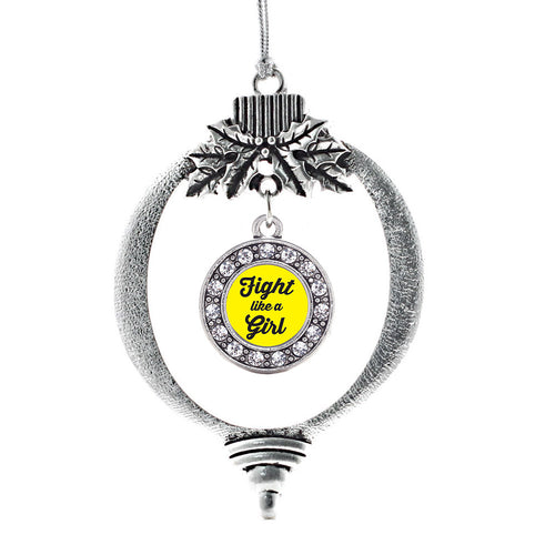 Fight Like A Girl Yellow Ribbon Circle Charm Christmas / Holiday Ornament