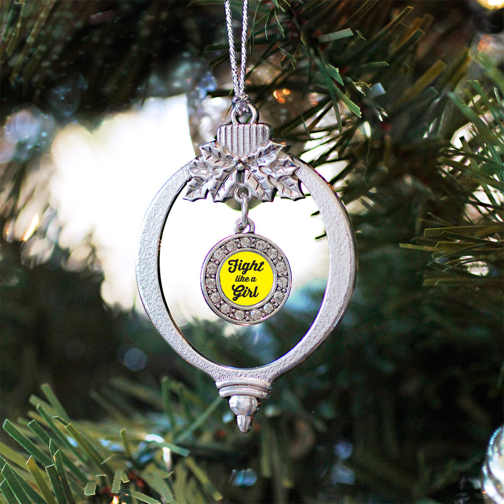 Fight Like A Girl Yellow Ribbon Circle Charm Christmas / Holiday Ornament