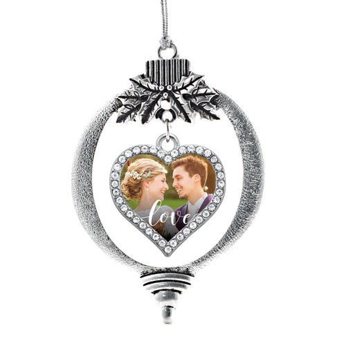 Customizable Love Text Open Heart Charm Christmas / Holiday Ornament