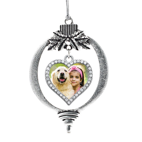 Customizable Image Open Heart Charm Christmas / Holiday Ornament
