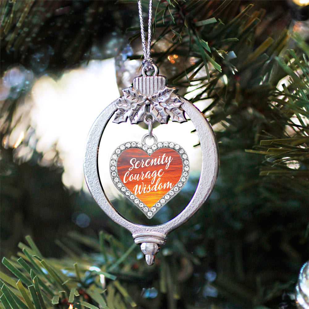 Sunset Serenity Prayer Open Heart Charm Christmas / Holiday Ornament