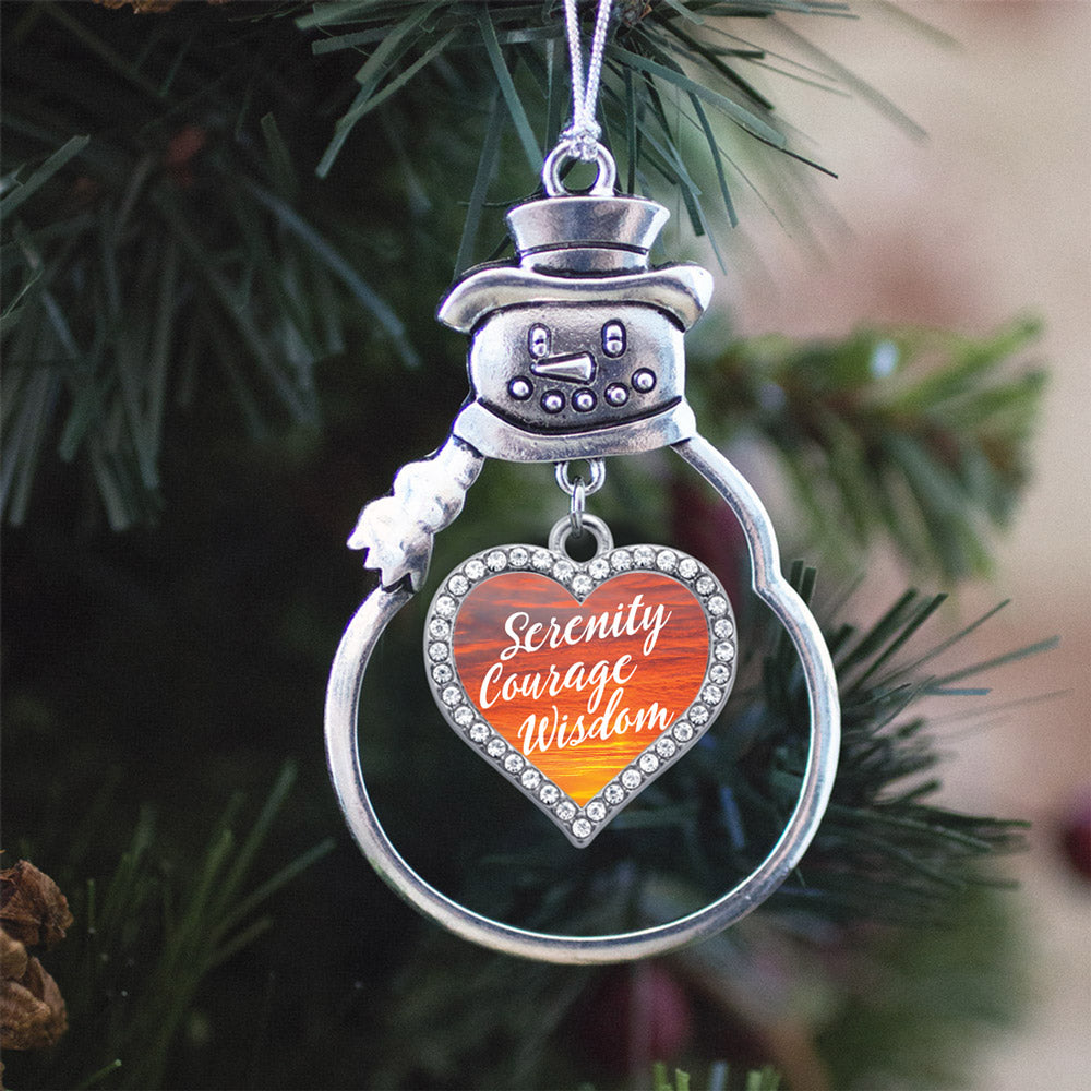 Sunset Serenity Prayer Open Heart Charm Christmas / Holiday Ornament