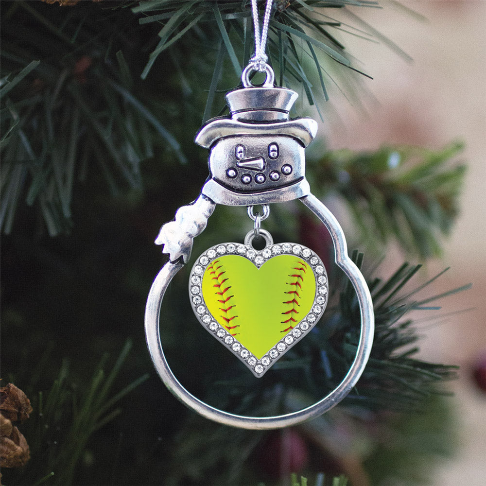 Softball Open Heart Charm Christmas / Holiday Ornament