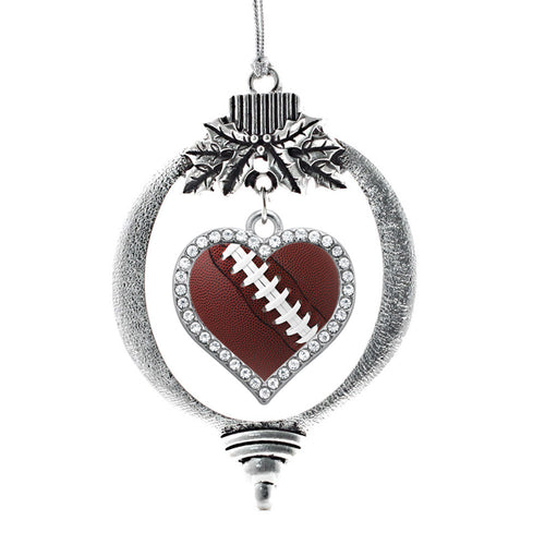 Football Open Heart Charm Christmas / Holiday Ornament