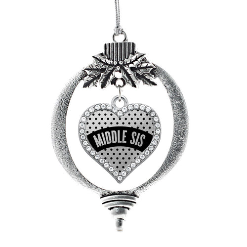 Black Polka Dot Middle Sis Open Heart Charm Christmas / Holiday Ornament