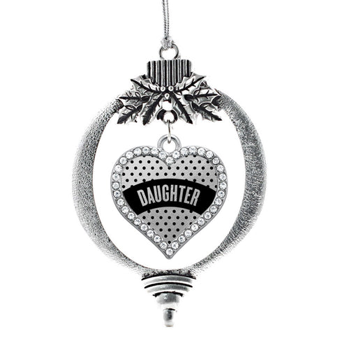 Black Polka Dot Daughter Open Heart Charm Christmas / Holiday Ornament