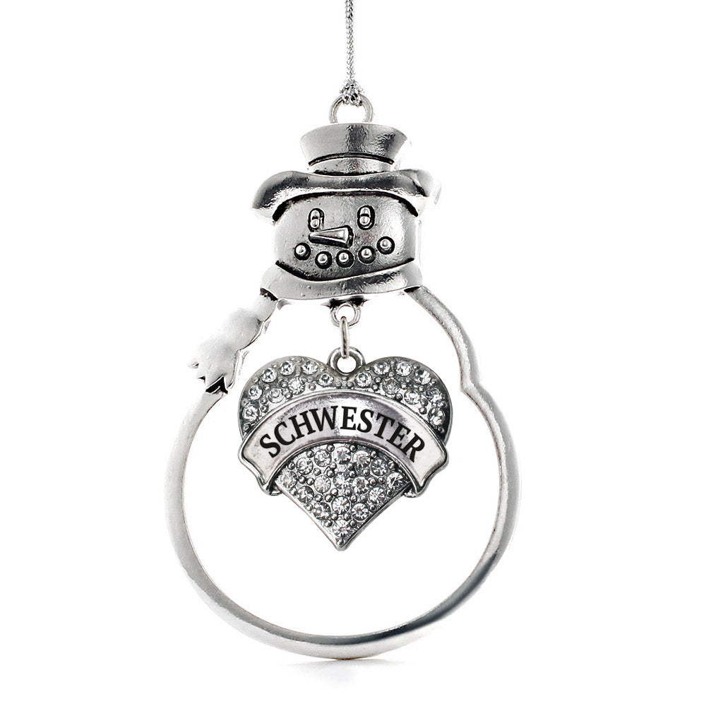 Schwester Pave Heart Charm Christmas / Holiday Ornament
