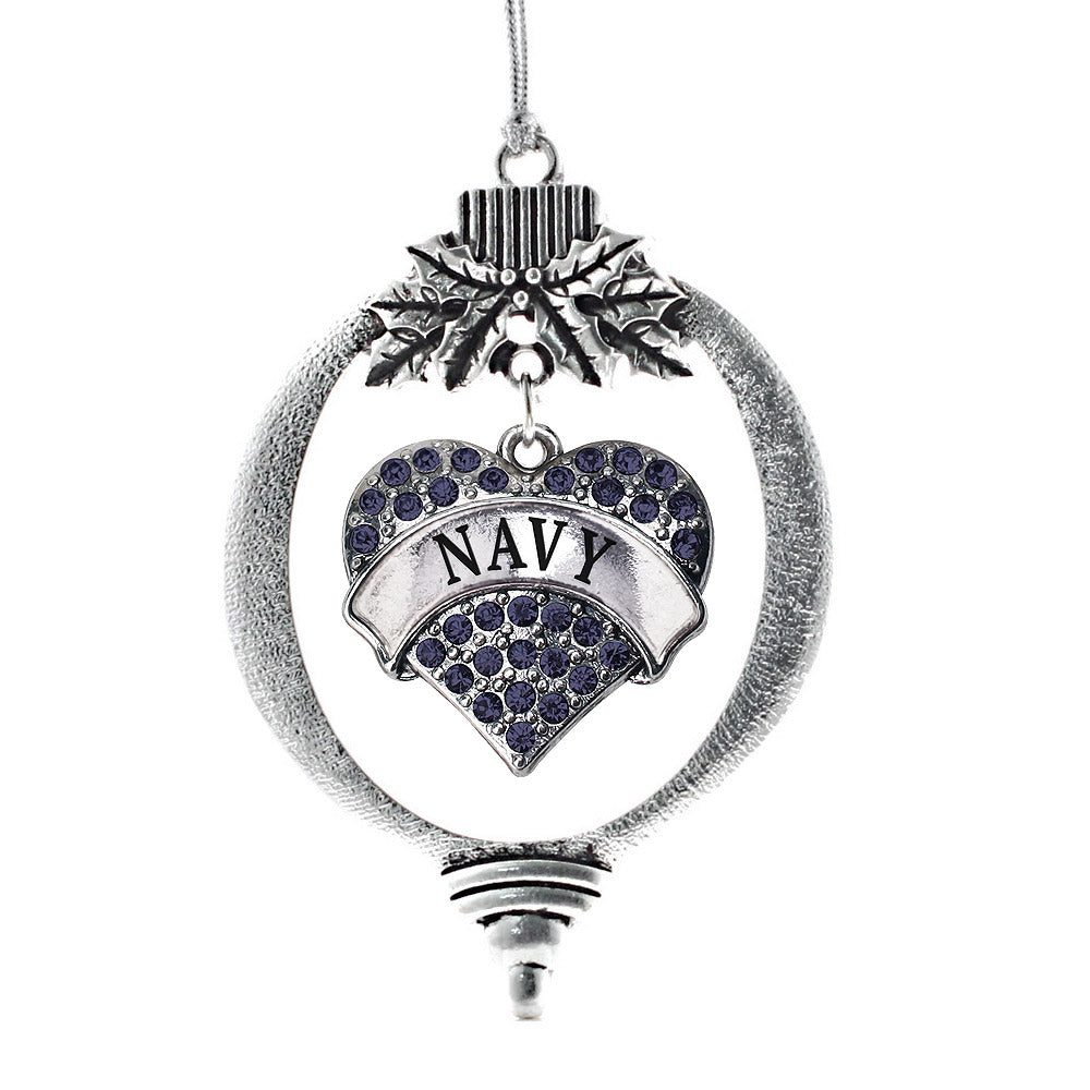 Navy Pave Heart Charm Christmas / Holiday Ornament
