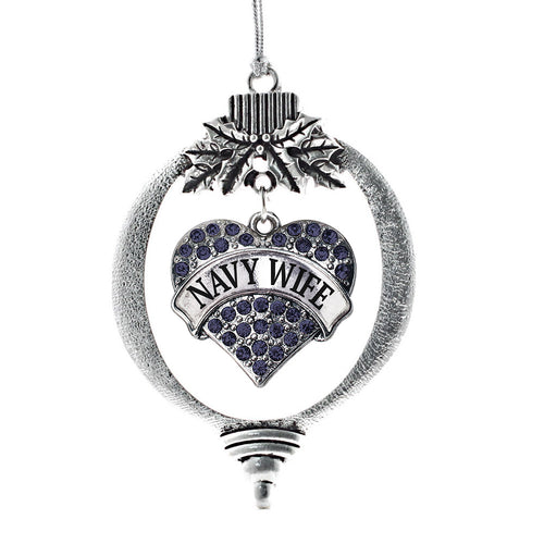 Navy Wife Pave Heart Charm Christmas / Holiday Ornament
