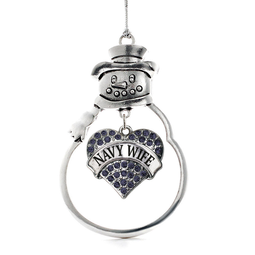 Navy Wife Pave Heart Charm Christmas / Holiday Ornament