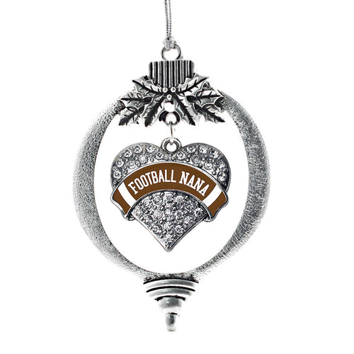 Football Nana Design Pave Heart Charm Christmas / Holiday Ornament