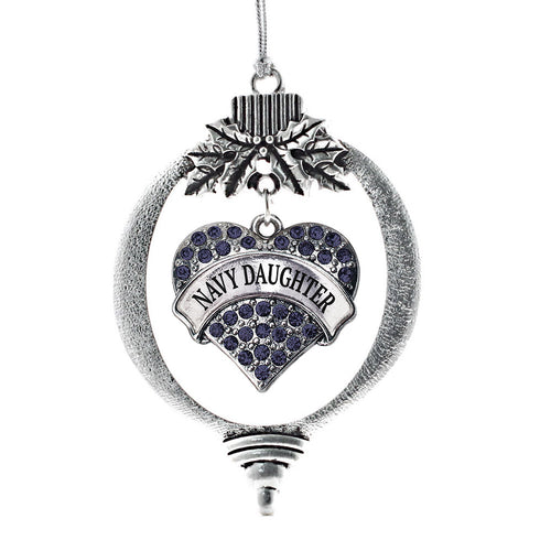 Navy Daughter Pave Heart Charm Christmas / Holiday Ornament