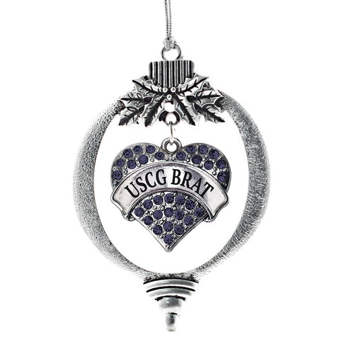 USCG Brat Pave Heart Charm Christmas / Holiday Ornament