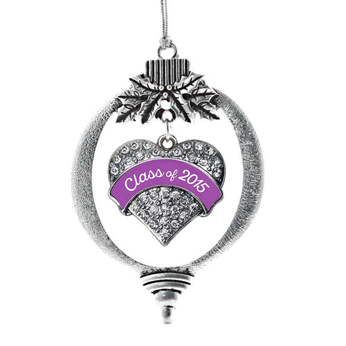 Purple Class of 2015 Pave Heart Charm Christmas / Holiday Ornament
