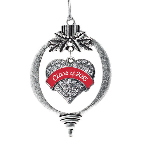 Red Class of 2015 Pave Heart Charm Christmas / Holiday Ornament