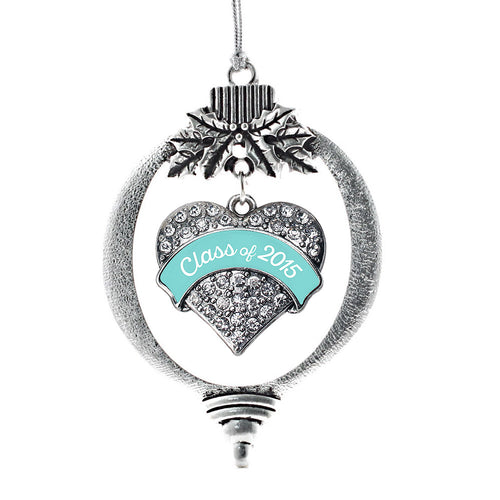 Teal Class of 2015 Pave Heart Charm Christmas / Holiday Ornament